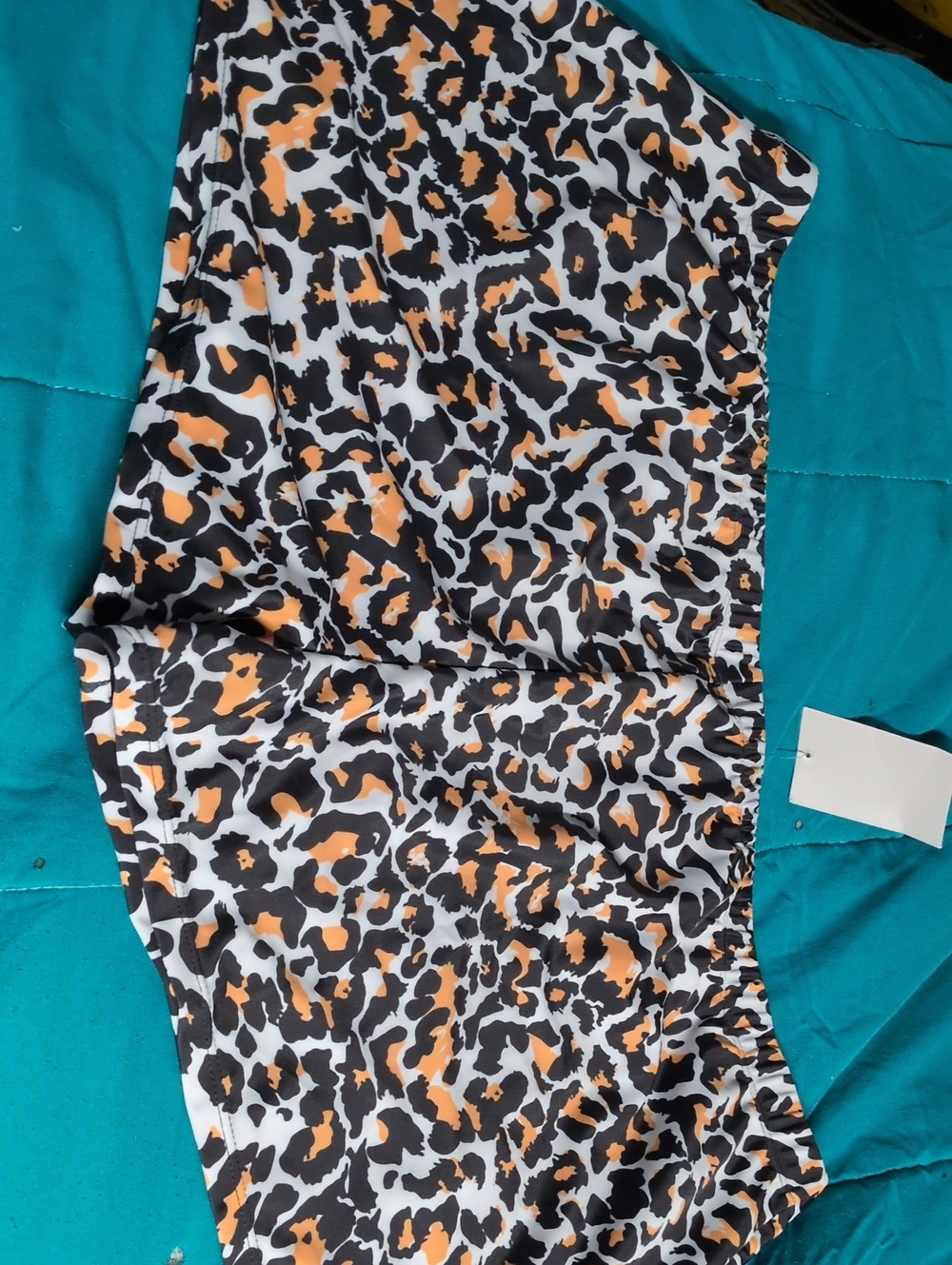 Women’s Leopard Print Swim Shorts in Orange and Black